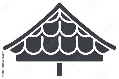 Silhouette illustration of a birdhouse roof and support, graphic design