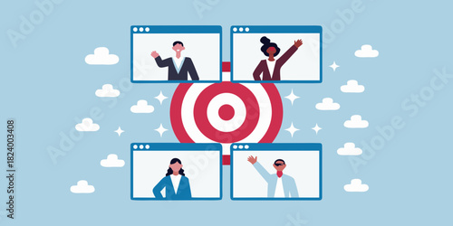 Diverse team collaborates remotely towards common goal