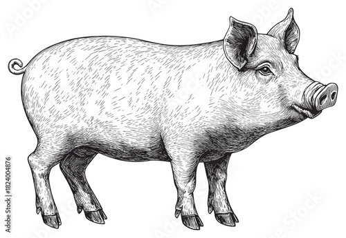 Wallpaper Mural PNG Pig vintage animal black. Torontodigital.ca