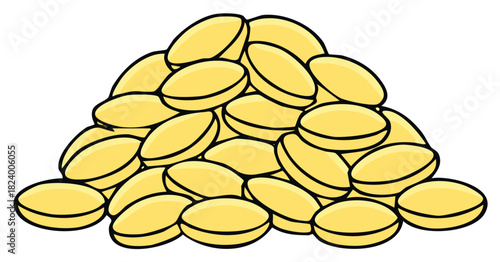 Heap of Yellow Pills Illustration for Medical or Health Content
