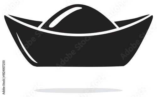 Chinese gold ingot silhouette with subtle highlight and shadow