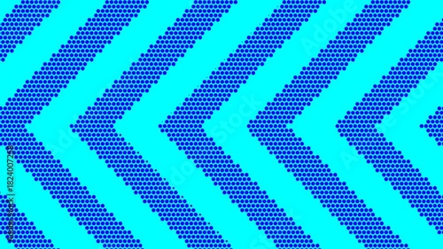 Abstract background blue dotted chevron patterns. Retro comic halftone animation background