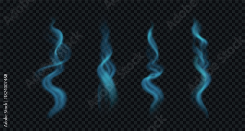 Glowing, wavy incense smoke and steam.