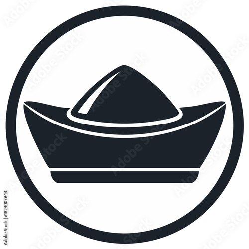 Icon of a traditional Chinese gold ingot symbol within a circle