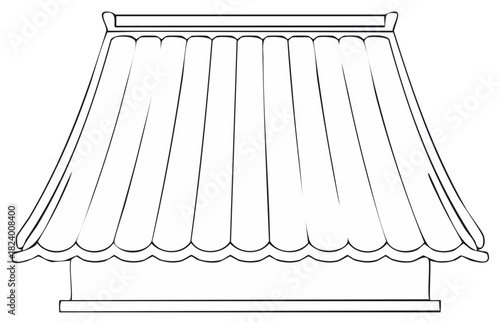 Illustrative Outline of Roof with Tiled Coverings on Building