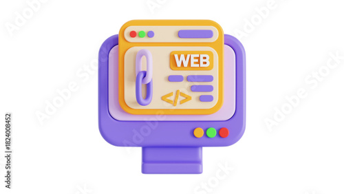 creative business types of icons ,3D Illustration of Data Analysis with Charts, Magnifying Glass, Gear, and Cloud Computing Icons