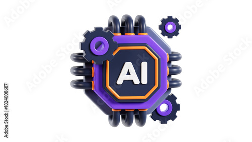 creative business types of icons ,3D Illustration of Data Analysis with Charts, Magnifying Glass, Gear, and Cloud Computing Icons