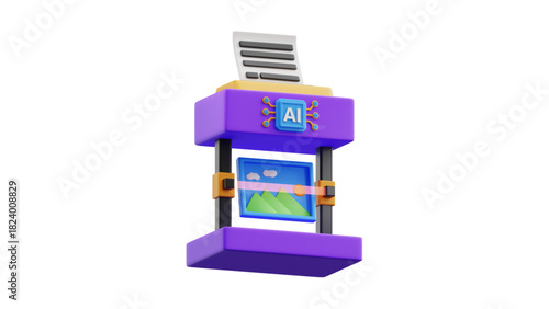 creative business types of icons ,3D Illustration of Data Analysis with Charts, Magnifying Glass, Gear, and Cloud Computing Icons