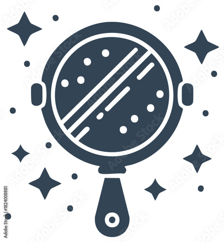 Hand Mirror with Stars and Reflection Icon Symbol isolated vector illustration