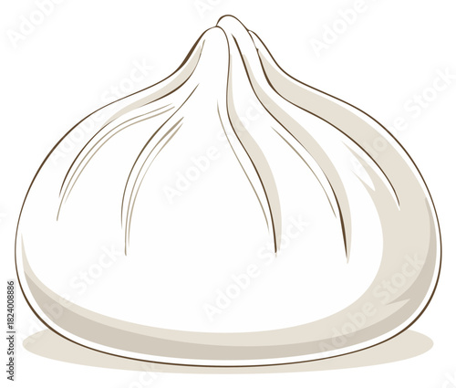 Simple line art illustration of a traditional Asian steamed bao bun dumpling