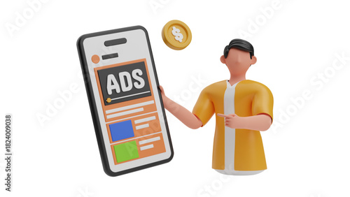 creative business types of icons ,3D Illustration of Data Analysis with Charts, Magnifying Glass, Gear, and Cloud Computing Icons