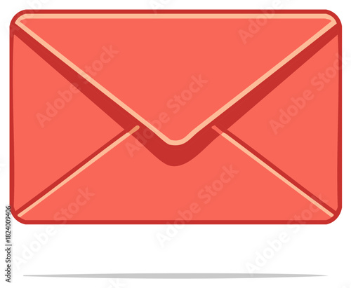 Modern Coral Envelope with Clean Design and Subtle Shadow
