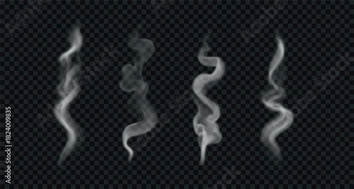 Wavy smoke and steam from hot food or coffee.