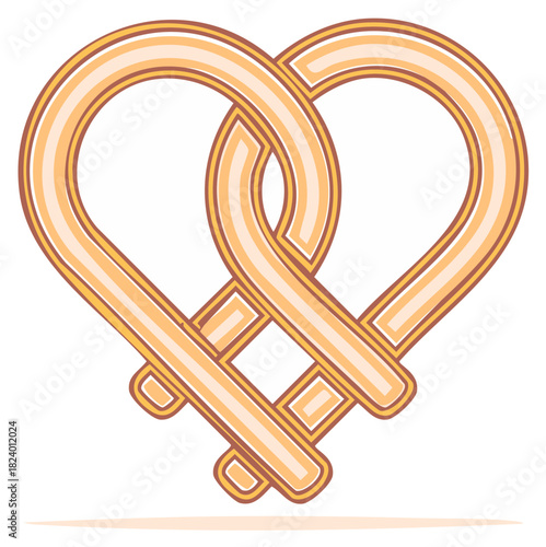 Stylized pretzel knot illustration with warm yellow and orange hues creating a comforting and delicious bakery treat