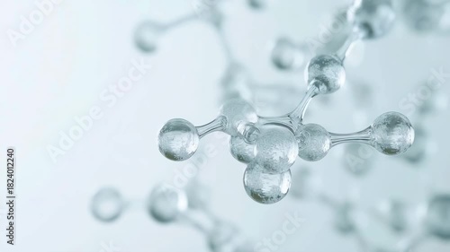 Transparent collagen molecule structure on white background, peptide chain, cosmetology science, skincare innovation, anti-aging ingredient, beauty research, polymer chemistry, insights scope