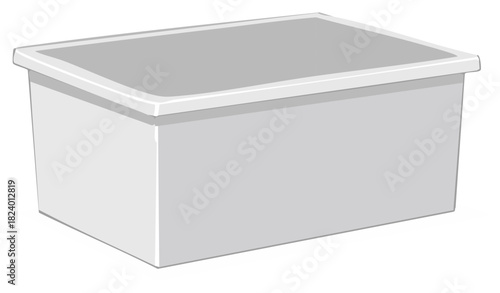 Empty gray plastic storage container or bin simple illustration