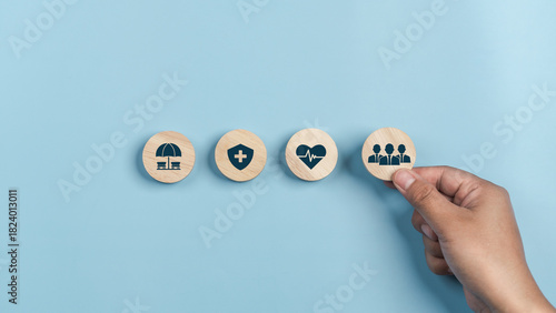 Employee benefits concept and access to welfare health, 
Fringe benefits for employee engagement. Insurance, paid vacation, office perks.