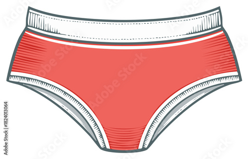 Classic Red Panties Hand Drawn Vector Illustration Womens Lingerie Icon