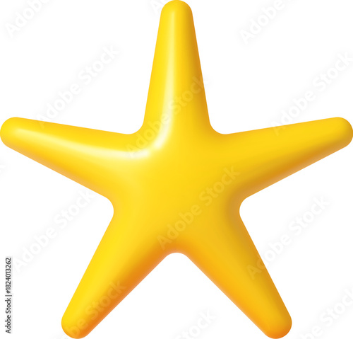 3d yellow five point star and spark realistic shape. Client experience ranking yellow form, customer rating isolated star isolated 3d vector shape. Product review star symbol or geometric element