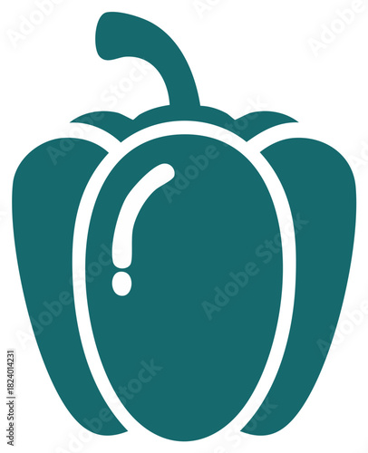 Green Bell Pepper Icon Illustration, Vector Design for Healthy Eating, Vegetable