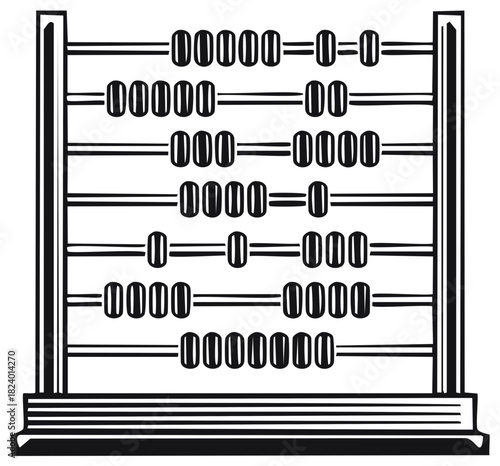 Classic abacus counting beads for math education and financial calculations