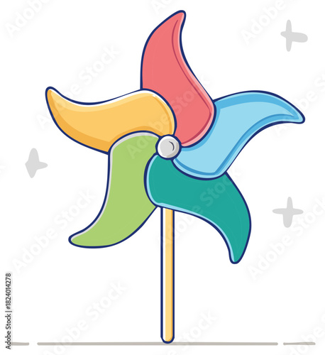 Colorful pinwheel toy illustration with a whimsical design