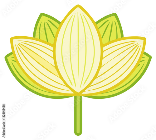 Elegant yellow and green lotus flower icon, a symbol of spirituality and wellness.