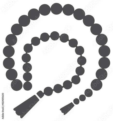 Islamic Prayer Beads Tasbih with Tassels Icon Symbol