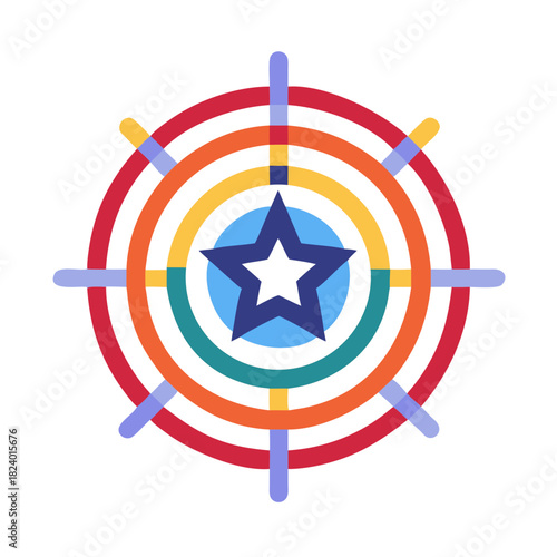 Blue and red ringed star with crosshairs