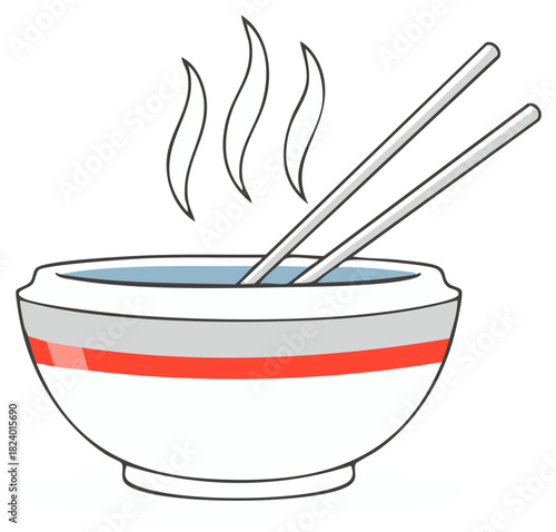 Hot steaming bowl of soup with chopsticks ready to eat