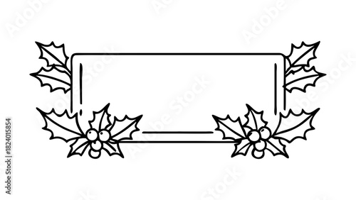 Christmas holly frame with rectangular label