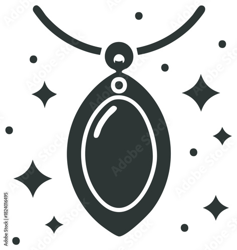 Elegant oval pendant necklace with sparkling embellishments