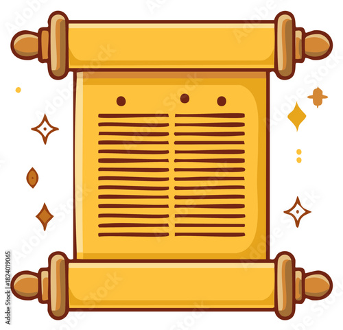 Ancient Golden Scroll with Text and Sparkle Accents