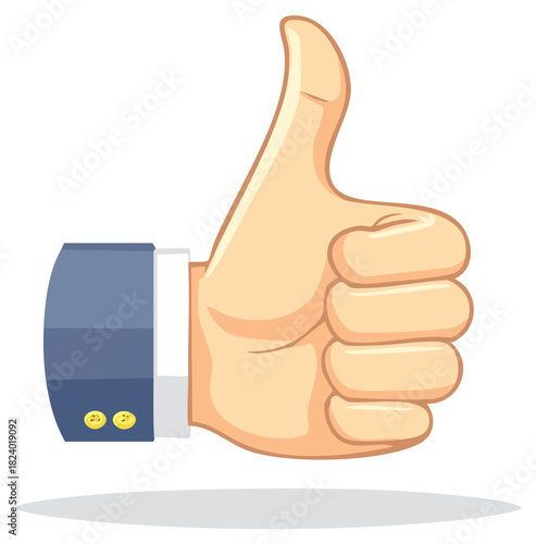 Thumbs Up Hand Gesture Cartoon Business Suit Approval Symbol Like Illustration