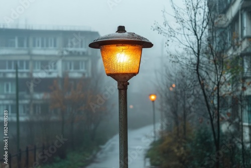 Shattered street lamps in high crime zone