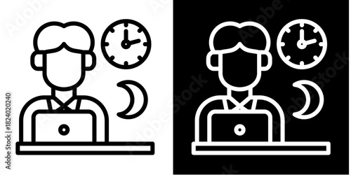 Overtime Icon Set White Style Collection
