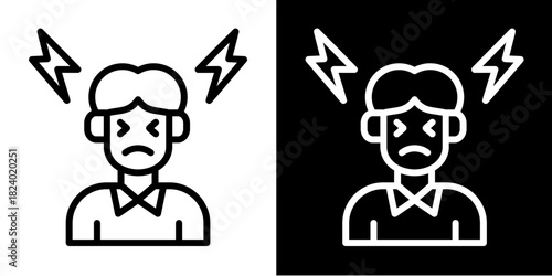 Stress Icon Set White Style Collection
