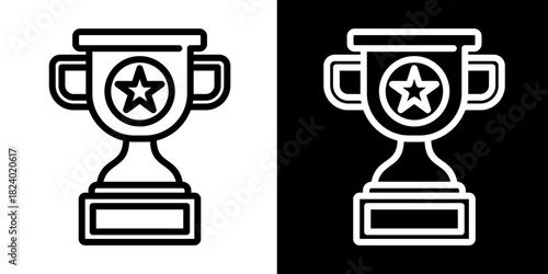Trophy Icon Set White Style Collection
