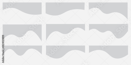 Collection of dividers shape templates. Modern separator header for website and app. Curve lines, wave collection of abstract design element for top and bottom page web site.
