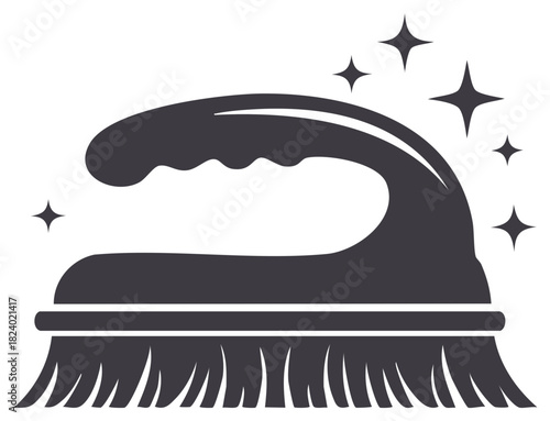 Cleaning Brush Icon Illustration for Sanitation and Hygiene with Sparkling Effect