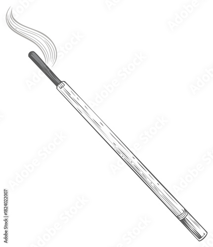 Aromatic incense stick burning for relaxation mindfulness vector lineart