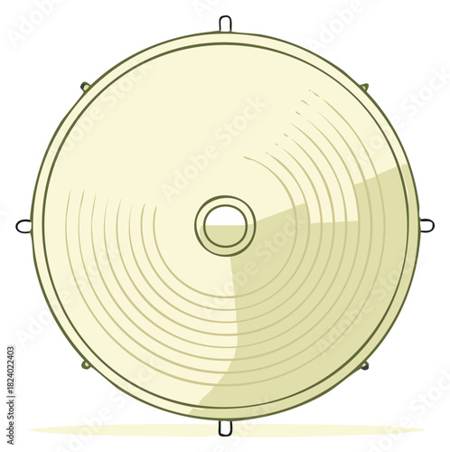 Illustrated drum top view musical instrument percussion element with concentric rings