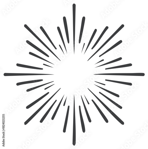 Hand Drawn Starburst with Radiating Lines Vintage Explosion Graphic Element