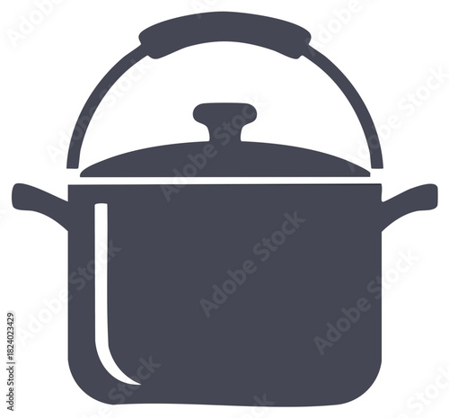 Simple graphic of a cooking pot with a lid and a wire handle