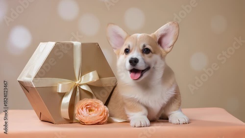 Puppy and Gift Box