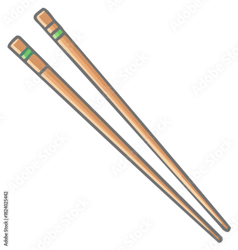 Wooden Chopsticks with Green Accents Traditional Utensils for Asian Cuisine