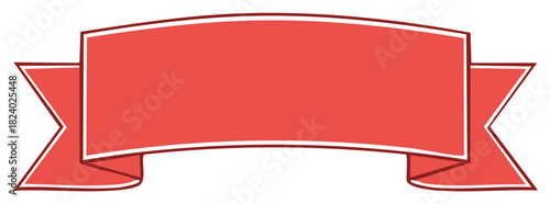 Coral Ribbon Banner Graphic Header Title Bar Decoration Text Space Illustration