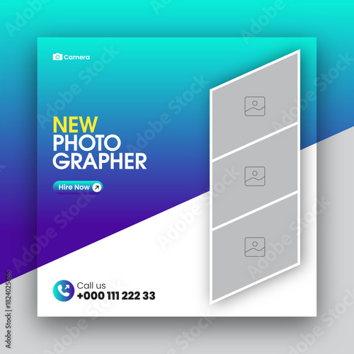 Photography social media post web banner design template