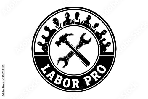 Labor Pro Logo with Crossed Hammer and Wrench Symbolizing Strength and Collaboration