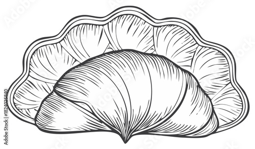 Elegant Vector Illustration of a Croissant, Bakery Food Item, Hand Drawn Sketch